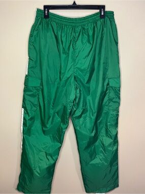 Acadia Green Elastic-Waist Nylon Pants